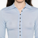 Jacquemus Blue Button Front Long Sleeve Tee Slim Fit