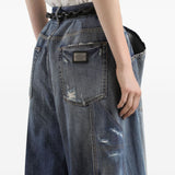 Dolce Gabbana Blue Distressed Bermuda Shorts Frayed Hem