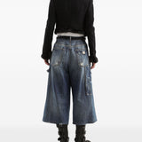 Dolce Gabbana Blue Distressed Bermuda Shorts Frayed Hem