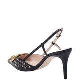 Valentino Garavani Black VLogo Studded Slingback Heels