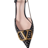 Valentino Garavani Black VLogo Studded Slingback Heels