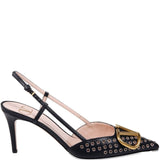 Valentino Garavani Black VLogo Studded Slingback Heels