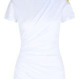 Balmain Black DrapedShoulderButtoned TShirt Luxe Exclusive