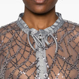 Emporio Armani SterlingSilver SequinDetail FrontZip Jacket