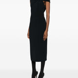 Givenchy Black Draped One-Shoulder Fitted Midi Dress