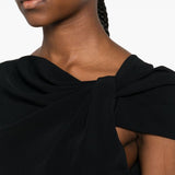 Givenchy Black Draped One-Shoulder Fitted Midi Dress