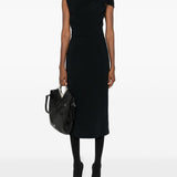 Givenchy Black Draped One-Shoulder Fitted Midi Dress
