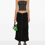 Marine Serre Black Moonogram Signature Strapless Top