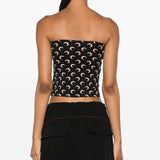 Marine Serre Black Moonogram Signature Strapless Top