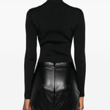 Givenchy Sumptuously Black High Neck Ribbed Bodysuit