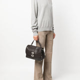 Zanellato Brown Foldover Top Handle Structured Bag