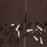 Brunello Cucinelli Brown Paillette Zip Closure Cardigan