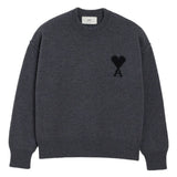 Ami Paris Grey Intarsia LogotypeDetail Architectural Sweater