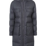Brunello Cucinelli Slate Gray Hooded Longline Coat