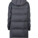 Brunello Cucinelli Slate Gray Hooded Longline Coat