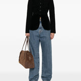 Emporio Armani Black Textured Finish Buttoned Jacket