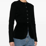 Emporio Armani Black Textured Finish Buttoned Jacket
