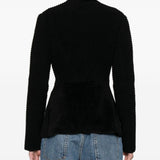 Emporio Armani Black Textured Finish Buttoned Jacket
