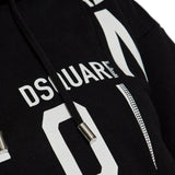 Dsquared2 Black Cropped Hooded Logo Print Sweatshirt