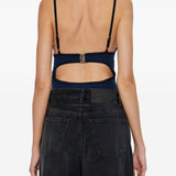Dsquared2 Blue Bodysuit With Cutout Spaghetti Straps