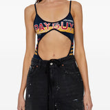 Dsquared2 Blue Bodysuit With Cutout Spaghetti Straps