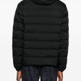 Emporio Armani Black Hooded Longline Overcoat Zipper
