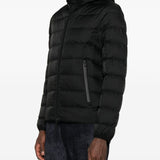 Emporio Armani Black Hooded Longline Overcoat Zipper