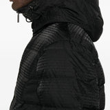 Emporio Armani Black Hooded Longline Overcoat Zipper