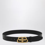 Balenciaga Black leather BB belt