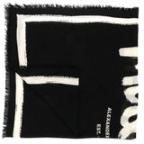 Alexander McQueen Black Logo Print Scarf