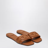 Ferragamo Cognac Gancini Sophisticated Open Toe Slides