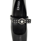 Versace Black Ribbon Studded Ballerina