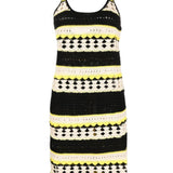Ganni Black White Striped Open Knit Minidress