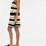 Ganni Black White Striped Open Knit Minidress
