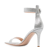 Gianvito Rossi Silver Glitter High Heel Sandals