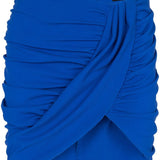 Balmain Cobalt Ruched Mini Skirt