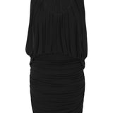 Saint Laurent Black Draped Ruched Minidress