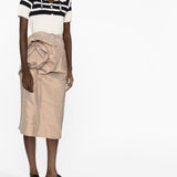 Maison Margiela Beige Floral Detail Midi Skirt