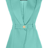 Balmain Emerald Peak Lapel Sleeveless Jacket