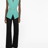 Balmain Emerald Peak Lapel Sleeveless Jacket