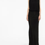 Saint Laurent Black Draped Jersey Dress