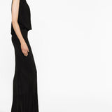 Saint Laurent Black Draped Jersey Dress