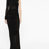 Saint Laurent Black One-Shoulder Semi-Transparent Dress
