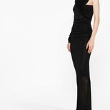 Saint Laurent Black One-Shoulder Semi-Transparent Dress
