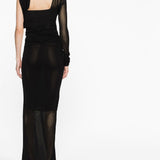 Saint Laurent Black One-Shoulder Semi-Transparent Dress