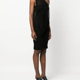 Rick Owens Black Draped Midi Dress