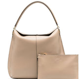 Tod's Beige Tote Bag with Logo Plaque