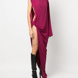 Rick Owens Fuchsia Sculptural Asymmetric MaxiLength Dress