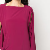 Rick Owens Fuchsia Sculptural Asymmetric MaxiLength Dress