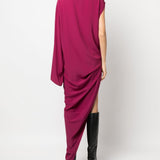 Rick Owens Fuchsia Sculptural Asymmetric MaxiLength Dress